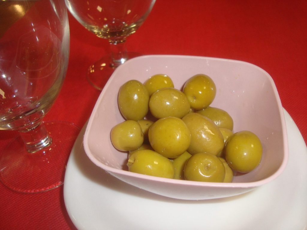 Manzanilla olives, the firm Spanish green olive used for stuffing